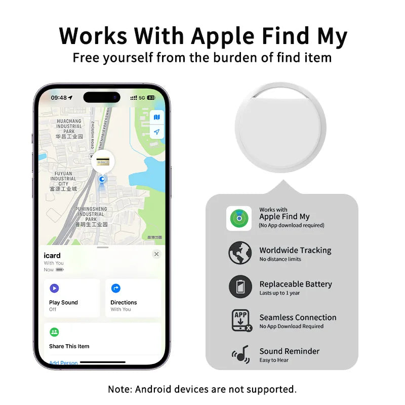 Smart Bluetooth Tracker for iOS – Works with Apple Find My | Anti‑Lost Tag
